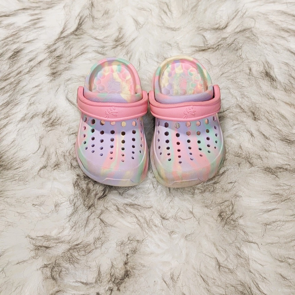 Joybees Toddler Harper Clogs Multicolored Tie-Dye Pastel 6-7 Slip On Comfort